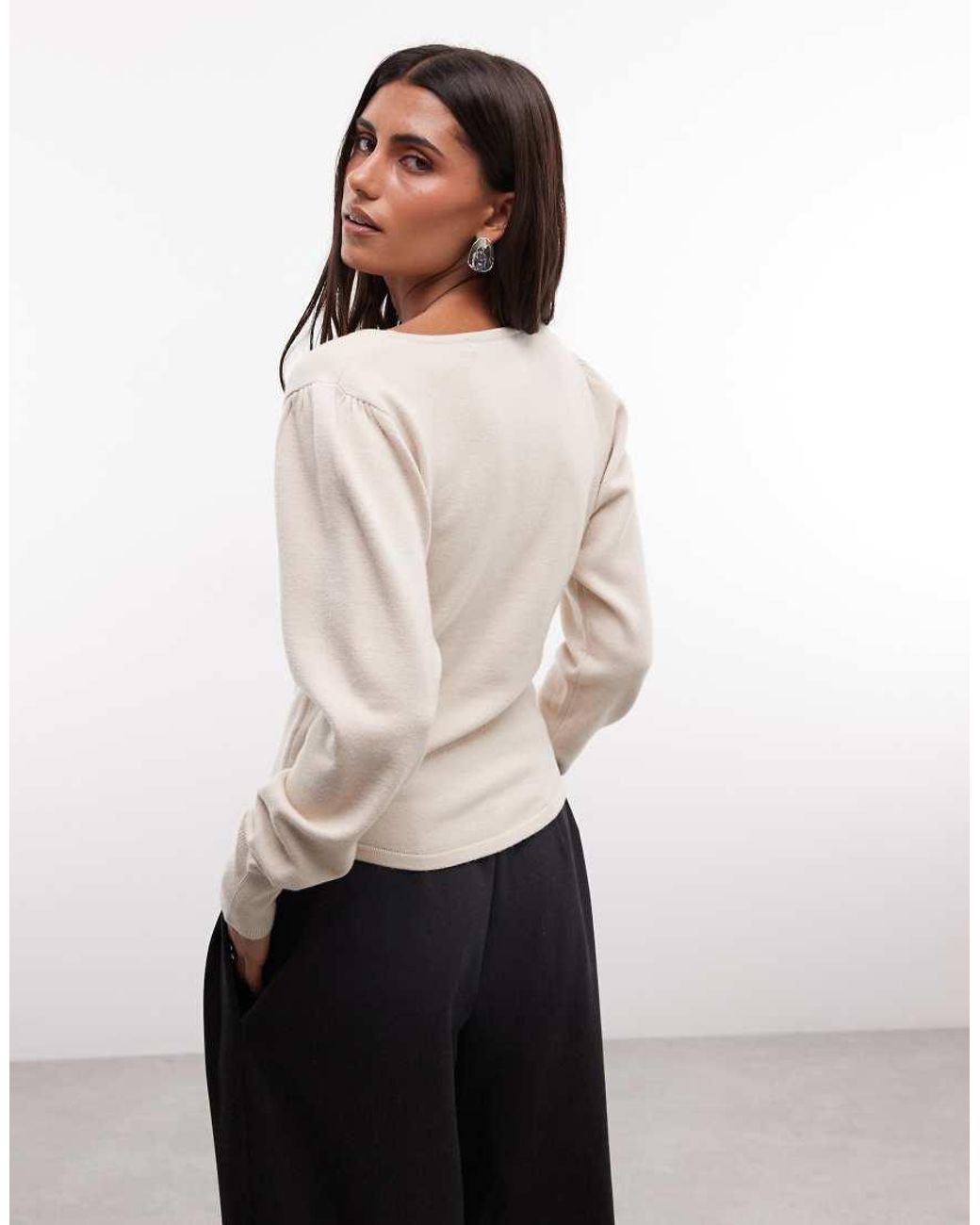 French Connection White V Neck Crossover Jumper