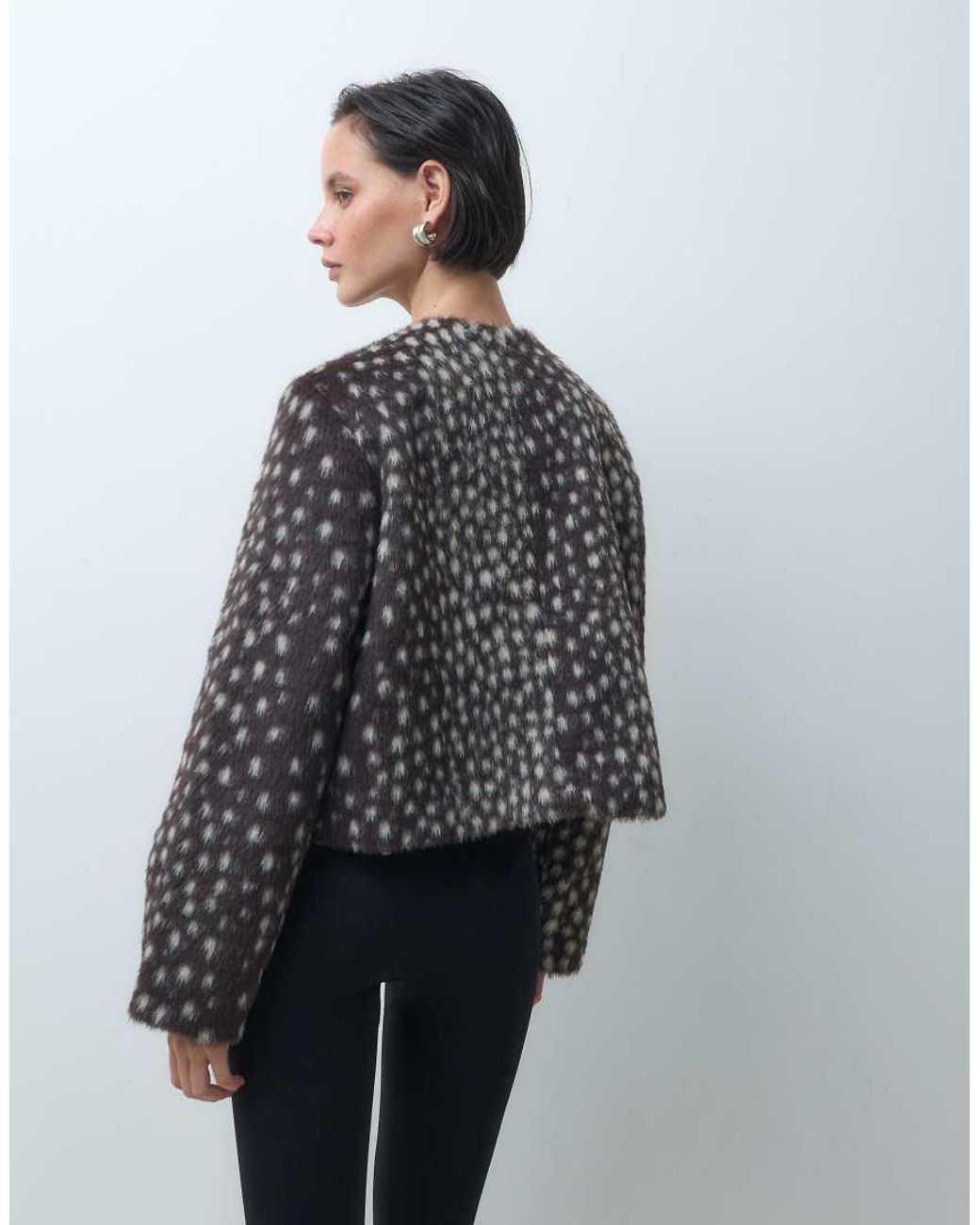 ASOS Gray Collarless Faux Fur Jacket