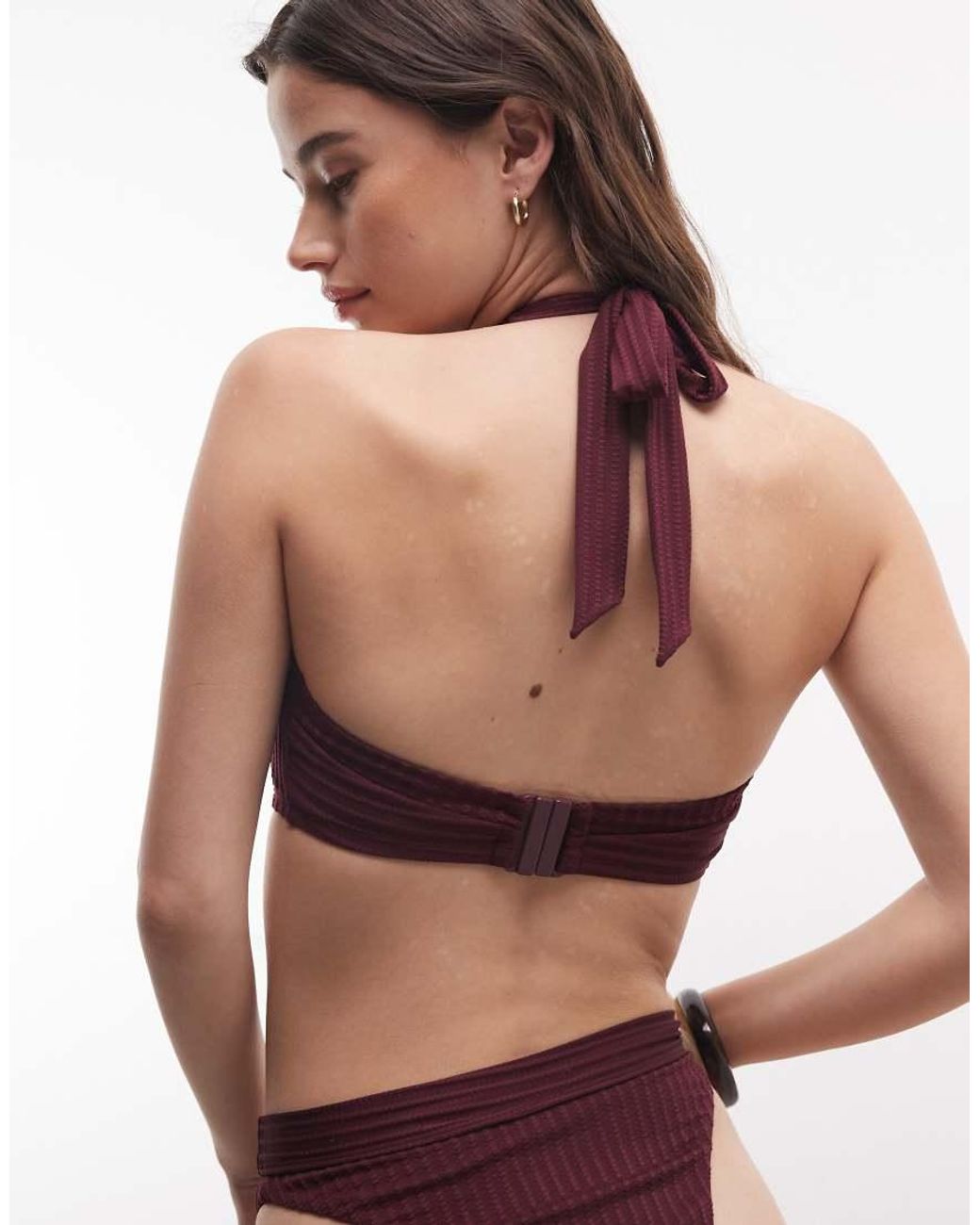 ASOS Red Fuller Bust Rory Spliced Rib V Wire Bikini Top