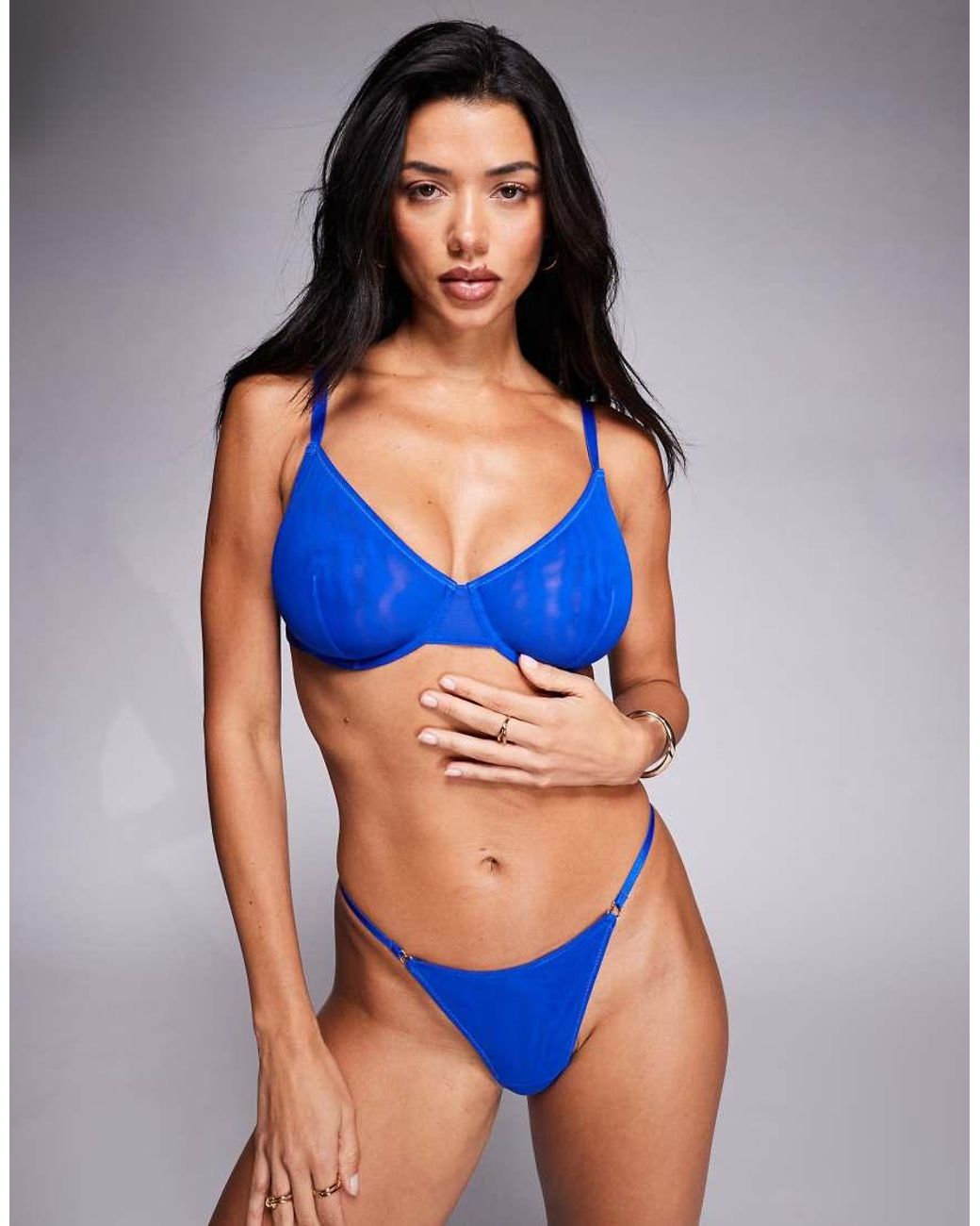 ASOS Blue Fuller Bust Tammy Sheer Mesh Underwire Balcony Bra