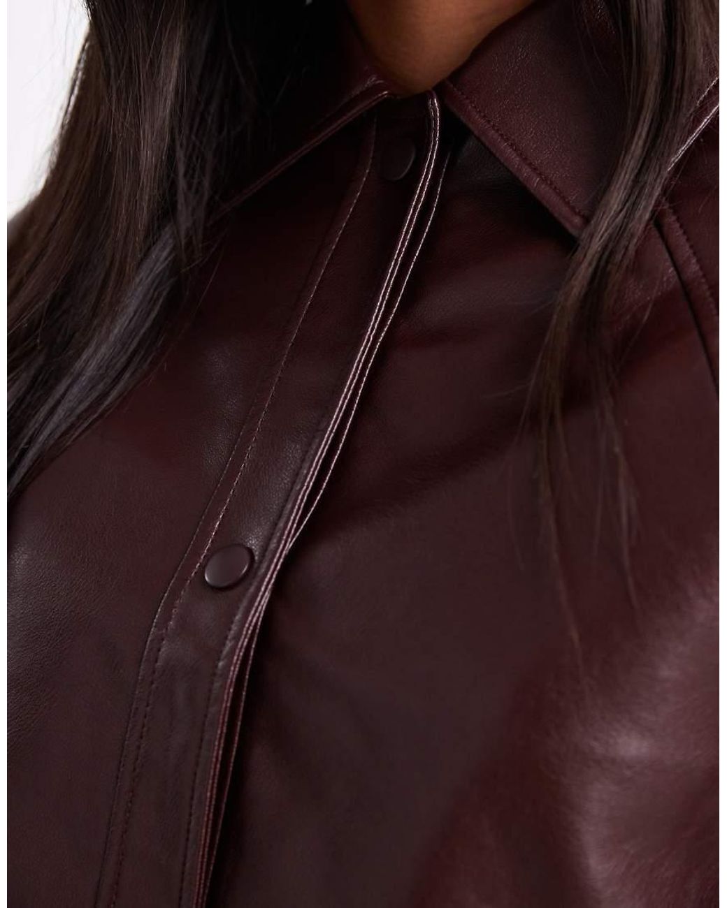 New Look Purple Bubble Hem Faux Leather Jacket