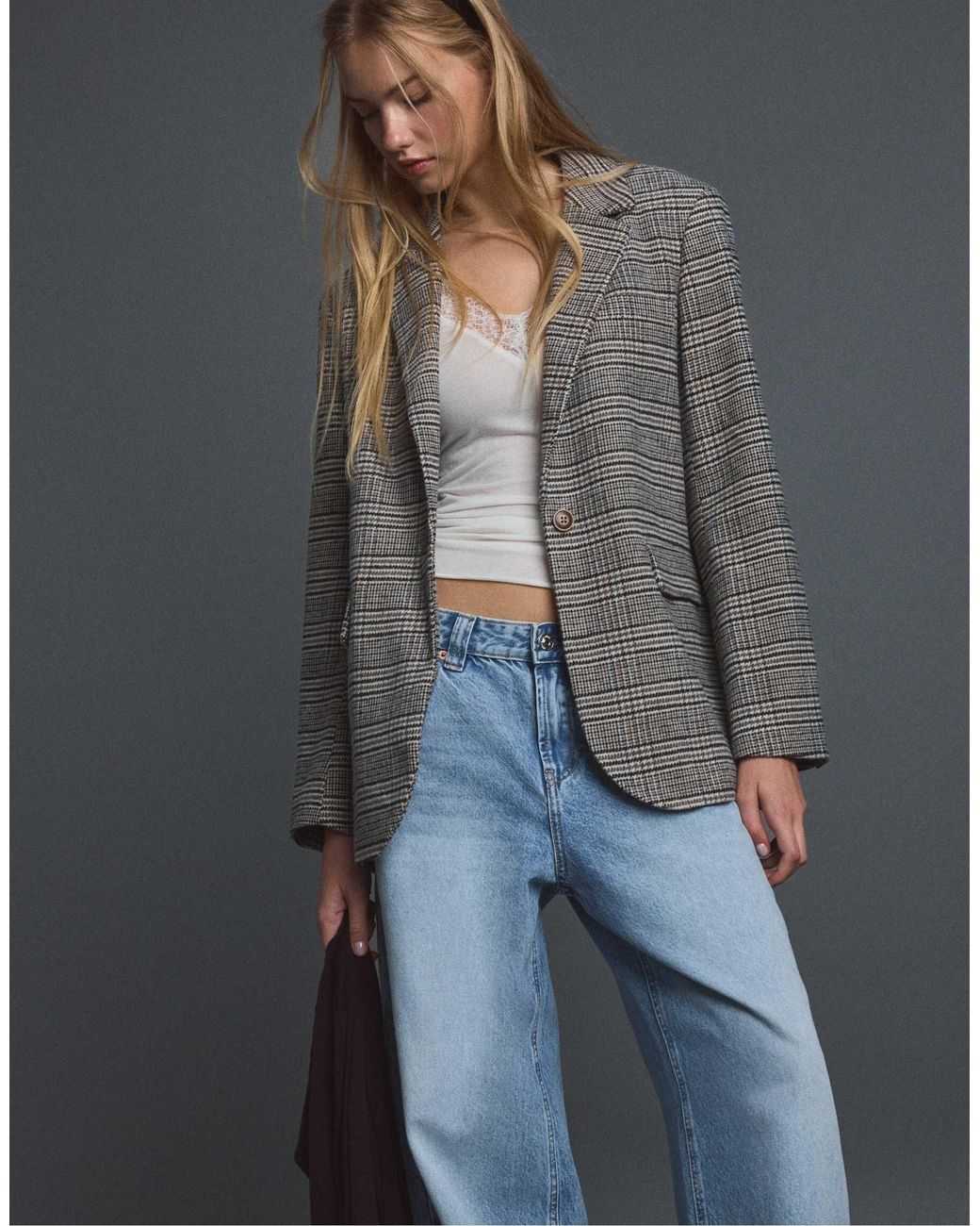 Stradivarius Blue Basic blazer aus wollmix