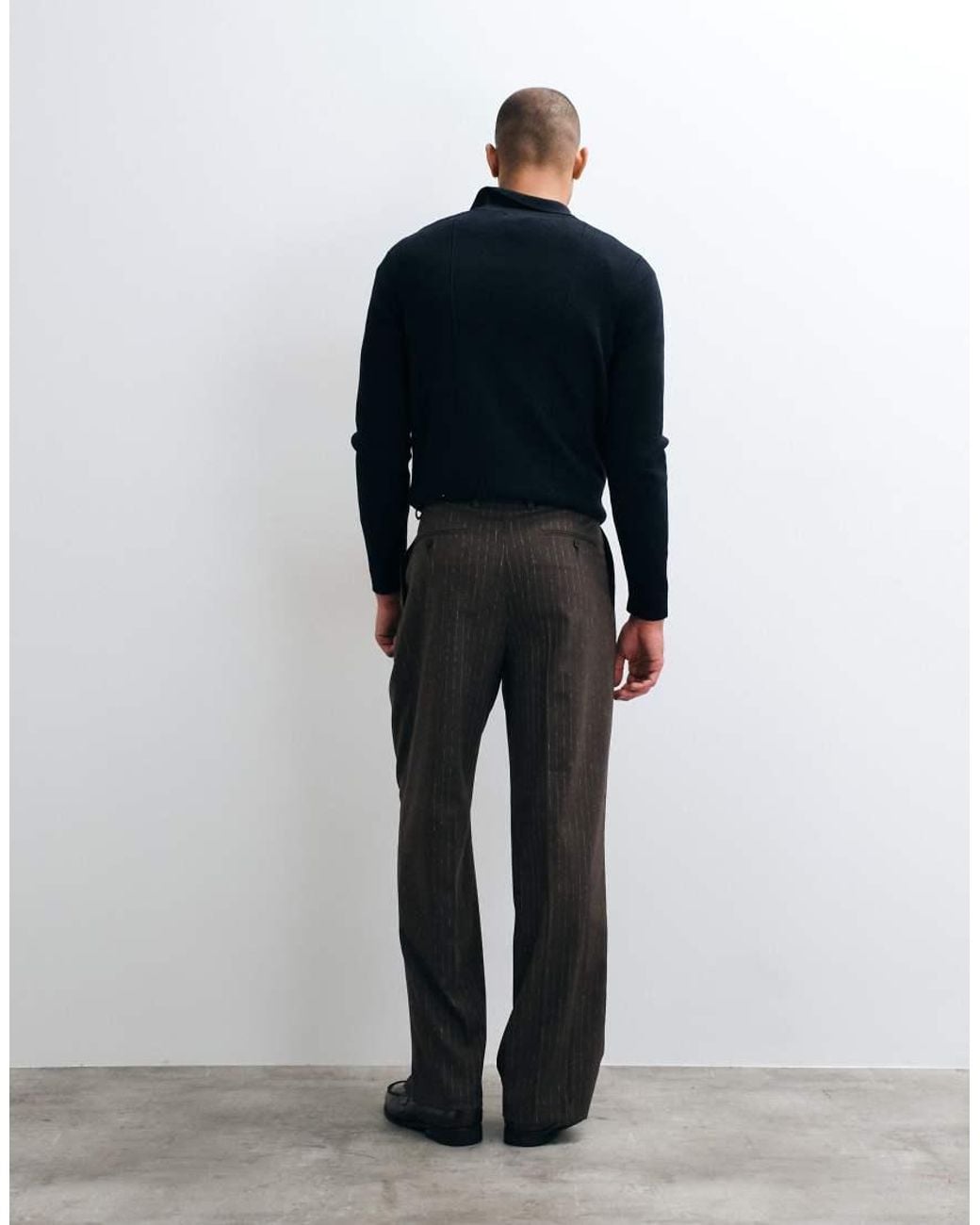 ASOS Black Wide Leg Double Pleated Suit Pant for men