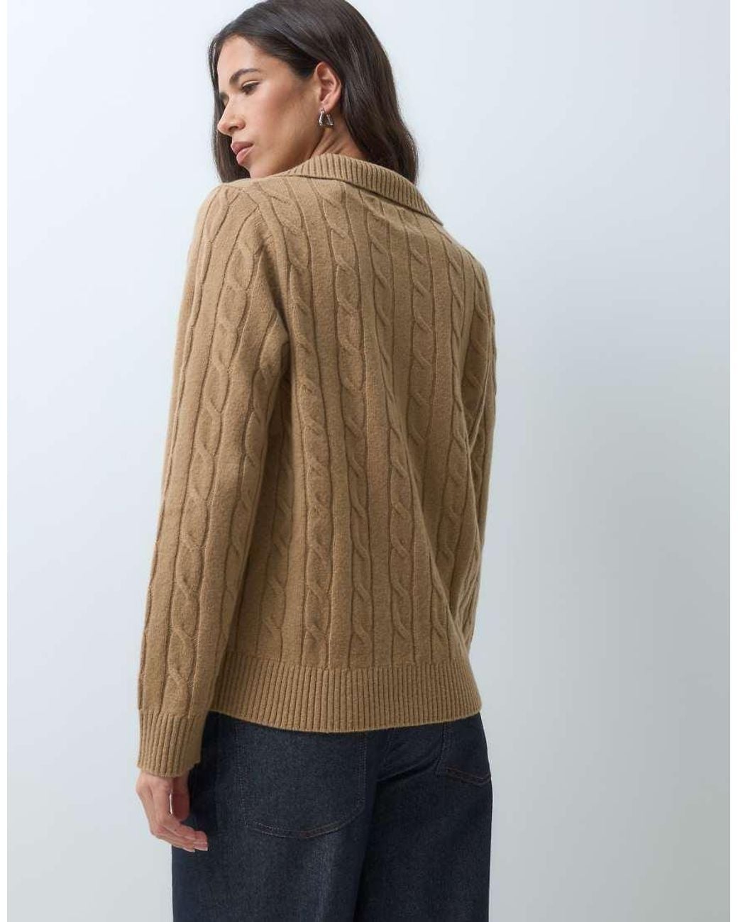 Gant Brown Cable Knit Rugby Cardigan