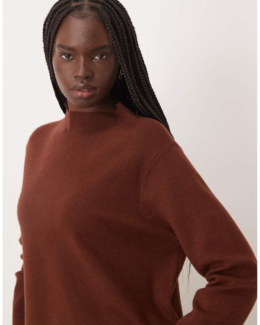 Mango Brown High Neck Jumper