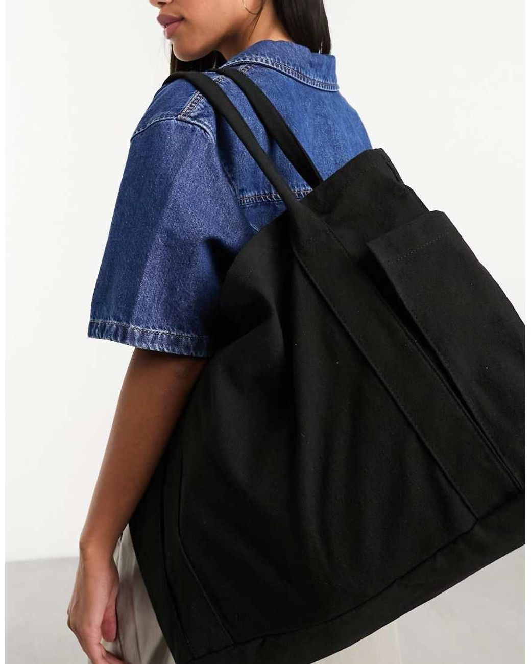 ASOS Black Oversized Heavyweight Canvas Tote Bag