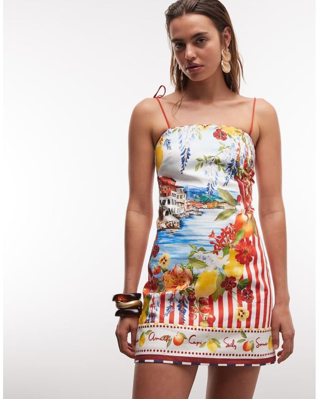 Forever New Red Linen Blend Tie Cami Mini Dress