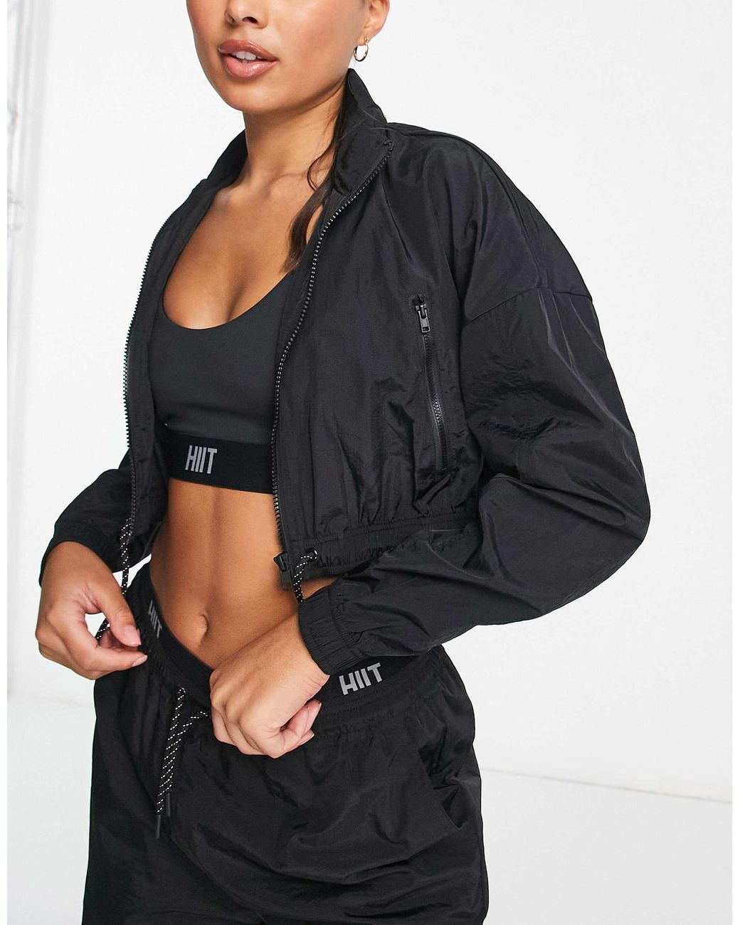 HIIT Woven Track Jacket With Branded Tape in Black Lyst Canada