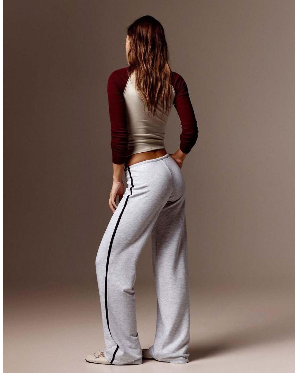 Bershka White Contrast Side-stripe joggers
