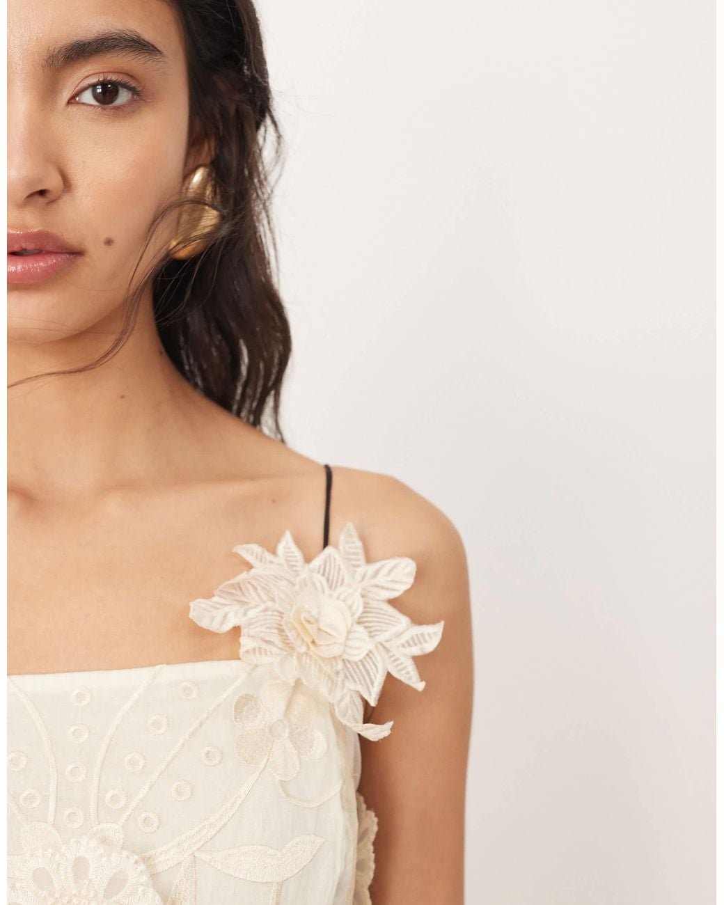 arrange applique embroidered lace paneled cami maxi dress in peach Ruffle-Strap Long Prom Dress: Atria 6914H Royal Blue / XSmall main image 1