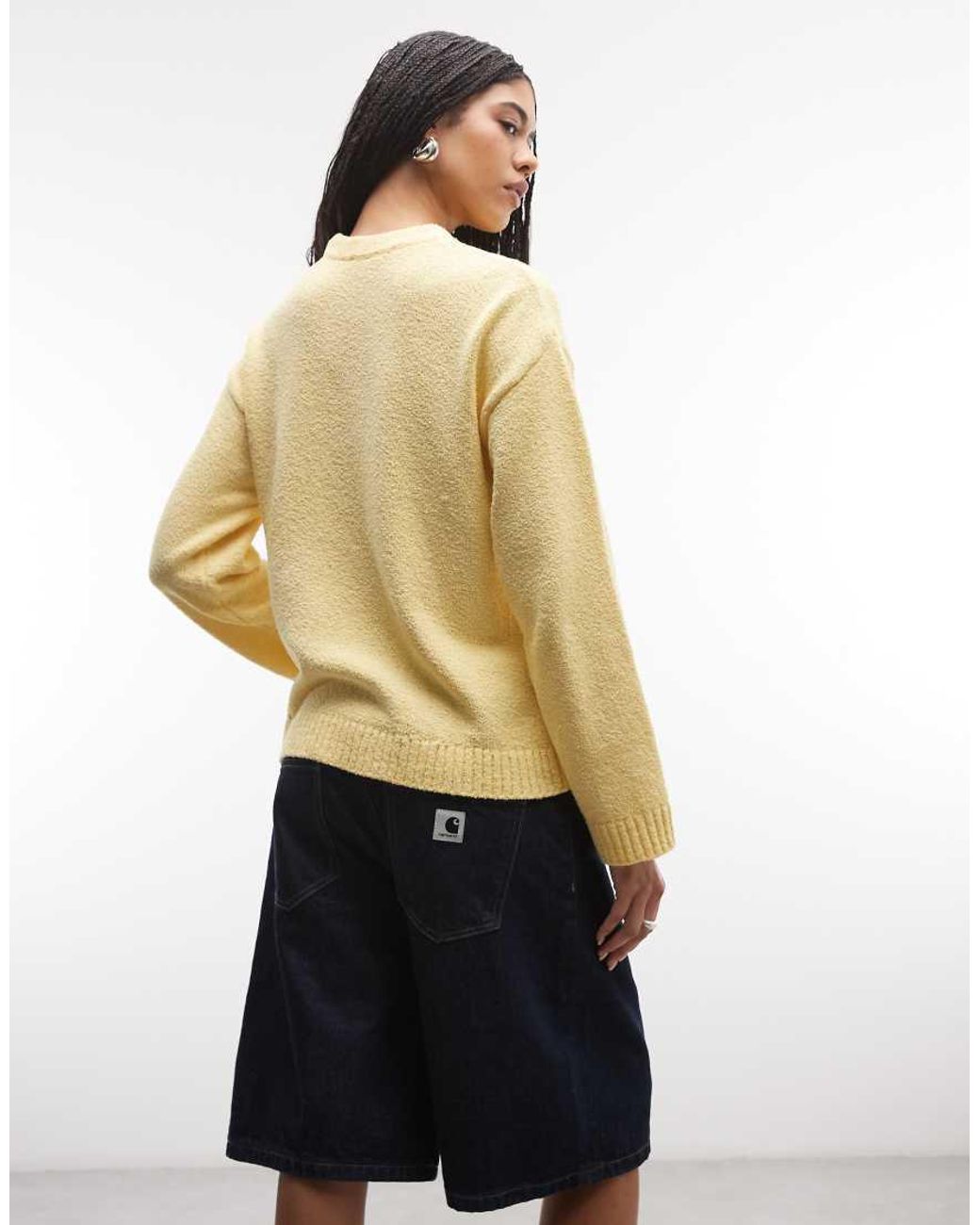 ASOS Natural Knitted Textured Cotton Boucle Jumper