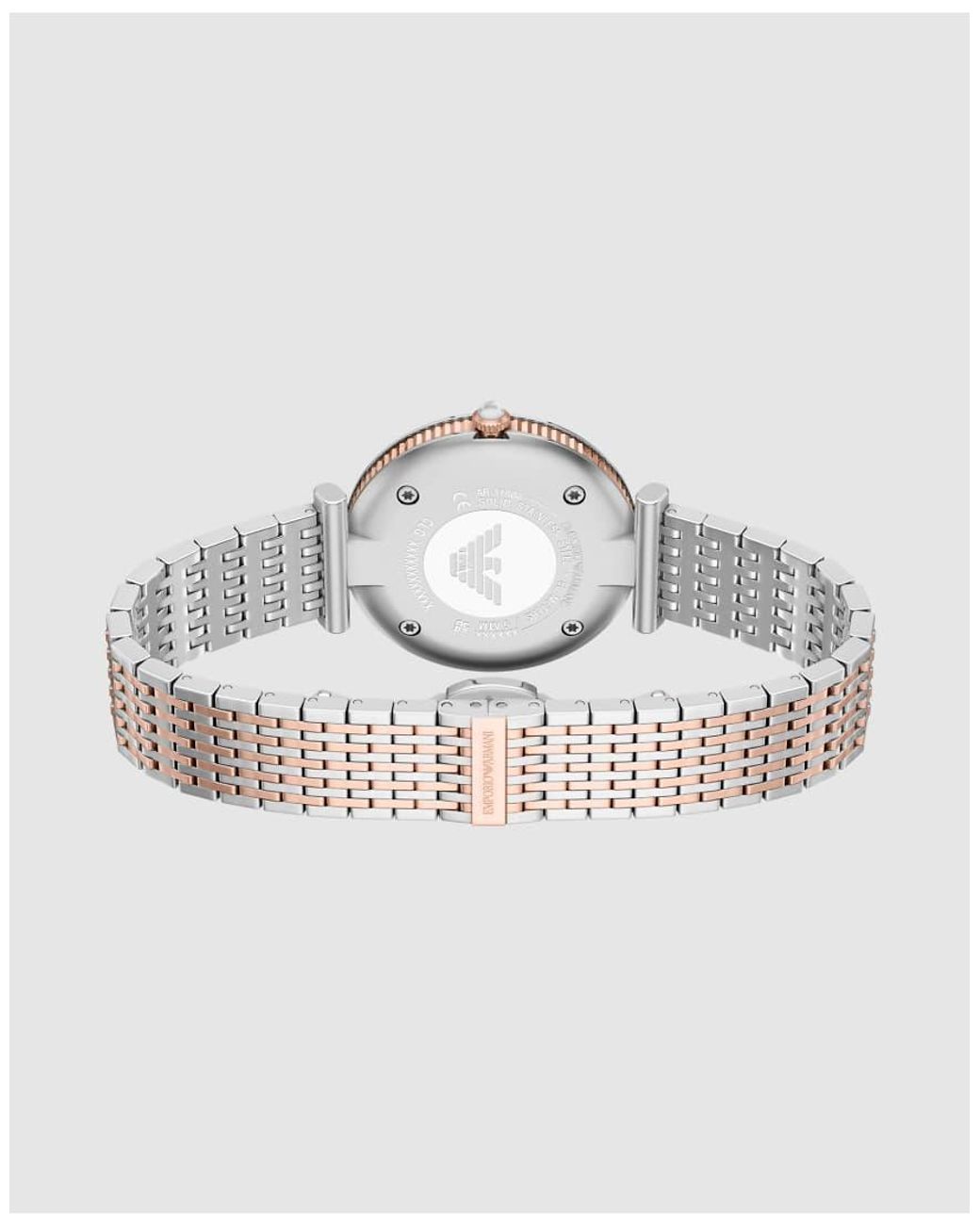 Emporio Armani White Archelia Three-Hand Two-Tone Stainless Steel Watch