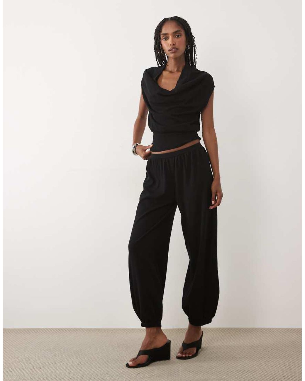 Mango Black Lalala Cowl Neck Sleeveless Top Co-ord