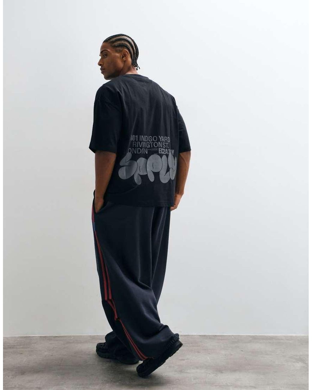 ASOS Blue Oversized T-shirt With Text Graphic for men