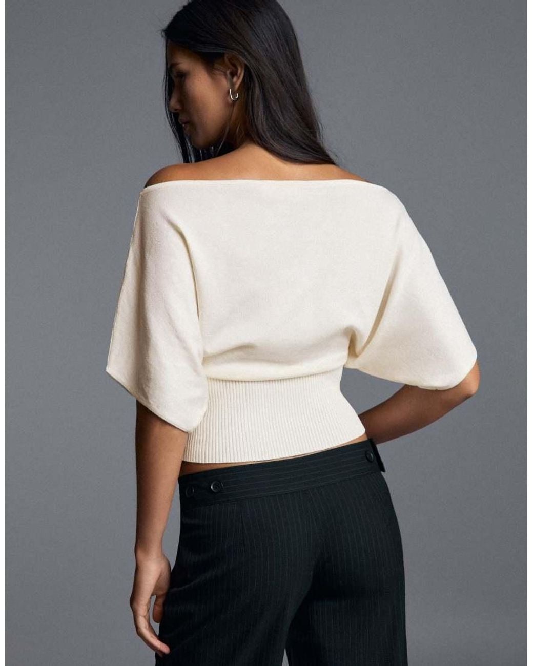 Bershka Gray Asymmetric Neck Jumper