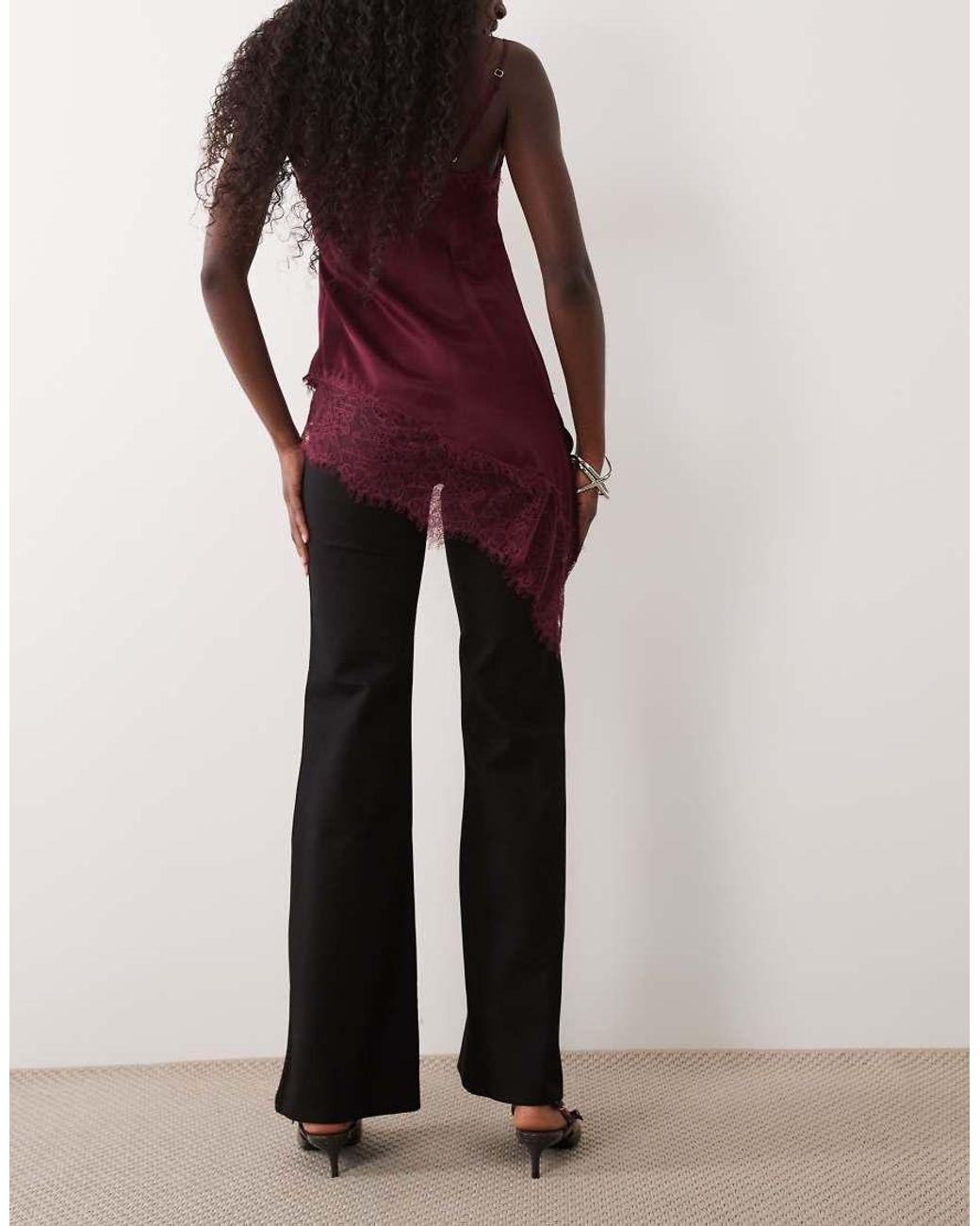 Mango Pink Pleat Front Flared Trouser