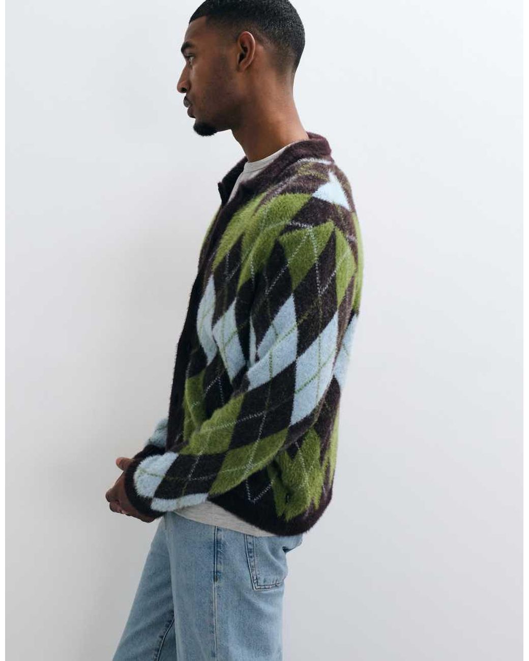 Huf Green Cooper Argyle Knit Jumper for men