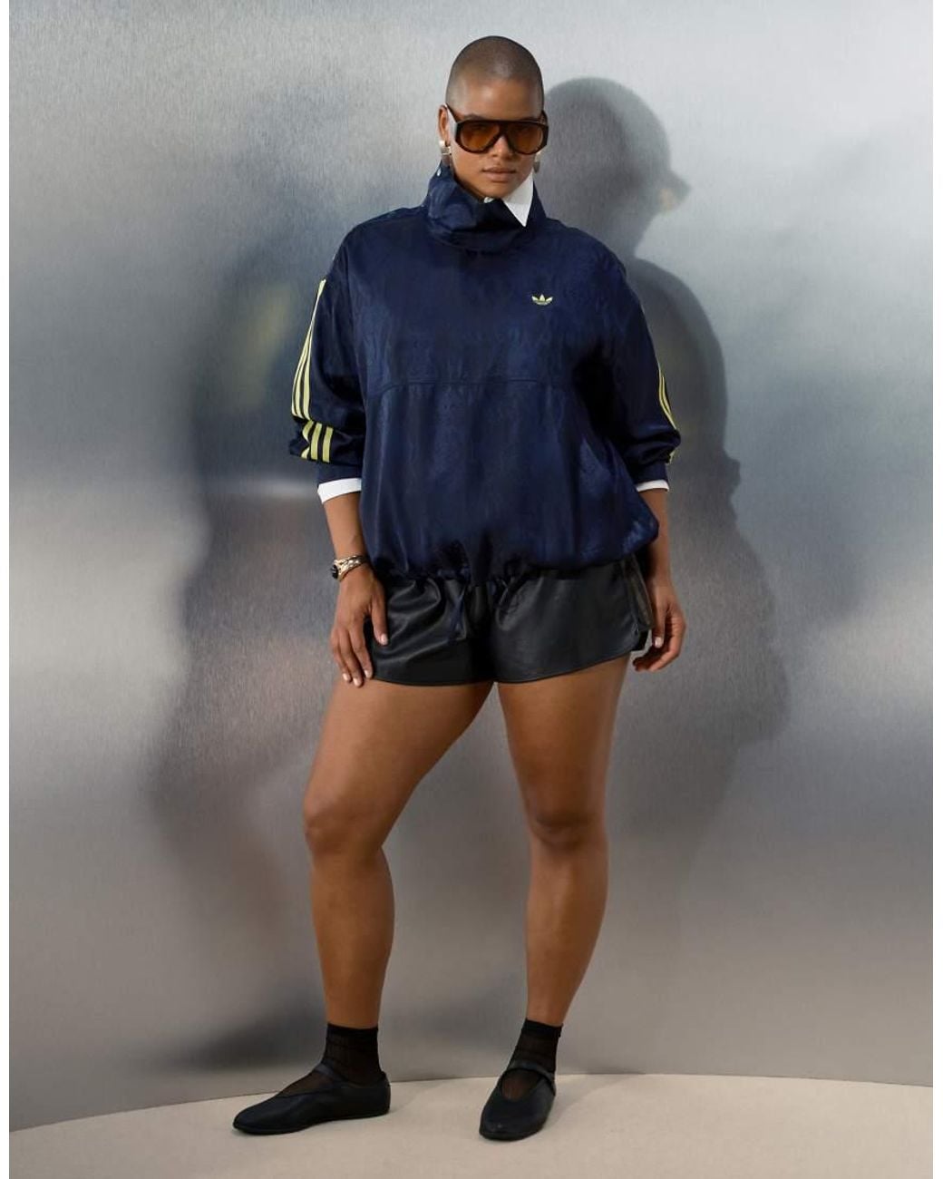 adidas Originals x ASOS Blue Oversized Funnel Neck Shirt