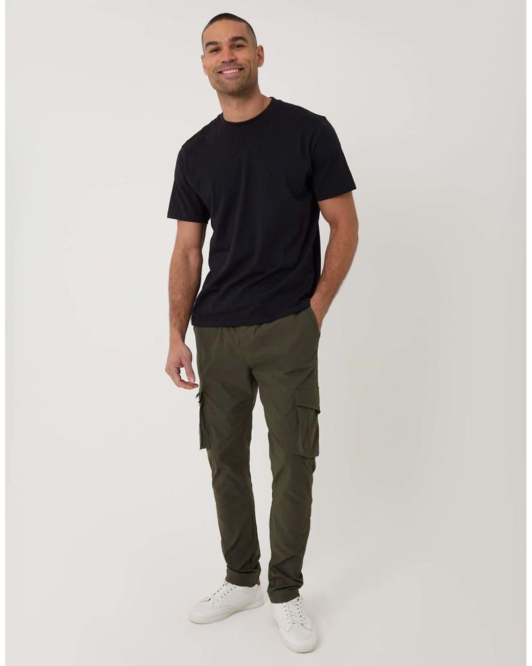 Threadbare Blue Slim Fit Stretch Cargo Trousers for men