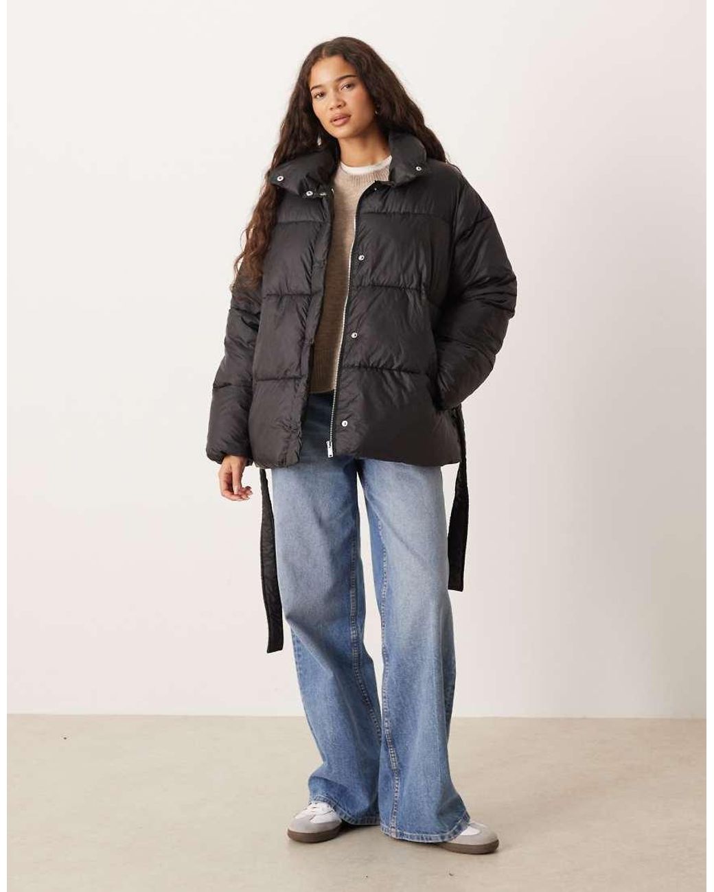Gina Tricot Black Belted Puffer Jacket