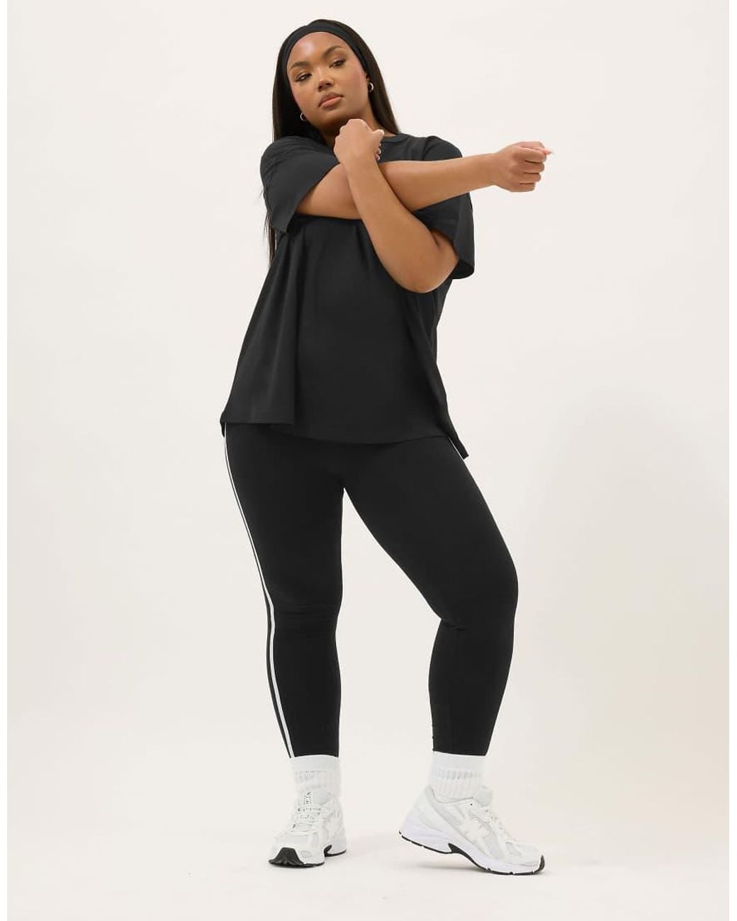 Yours Clothing White Side Stripe Active Leggings