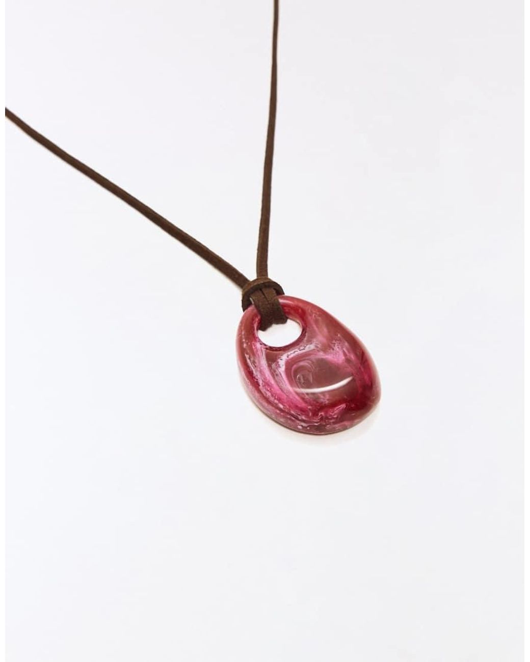 Bershka Brown Resin Pendant Cord Necklace