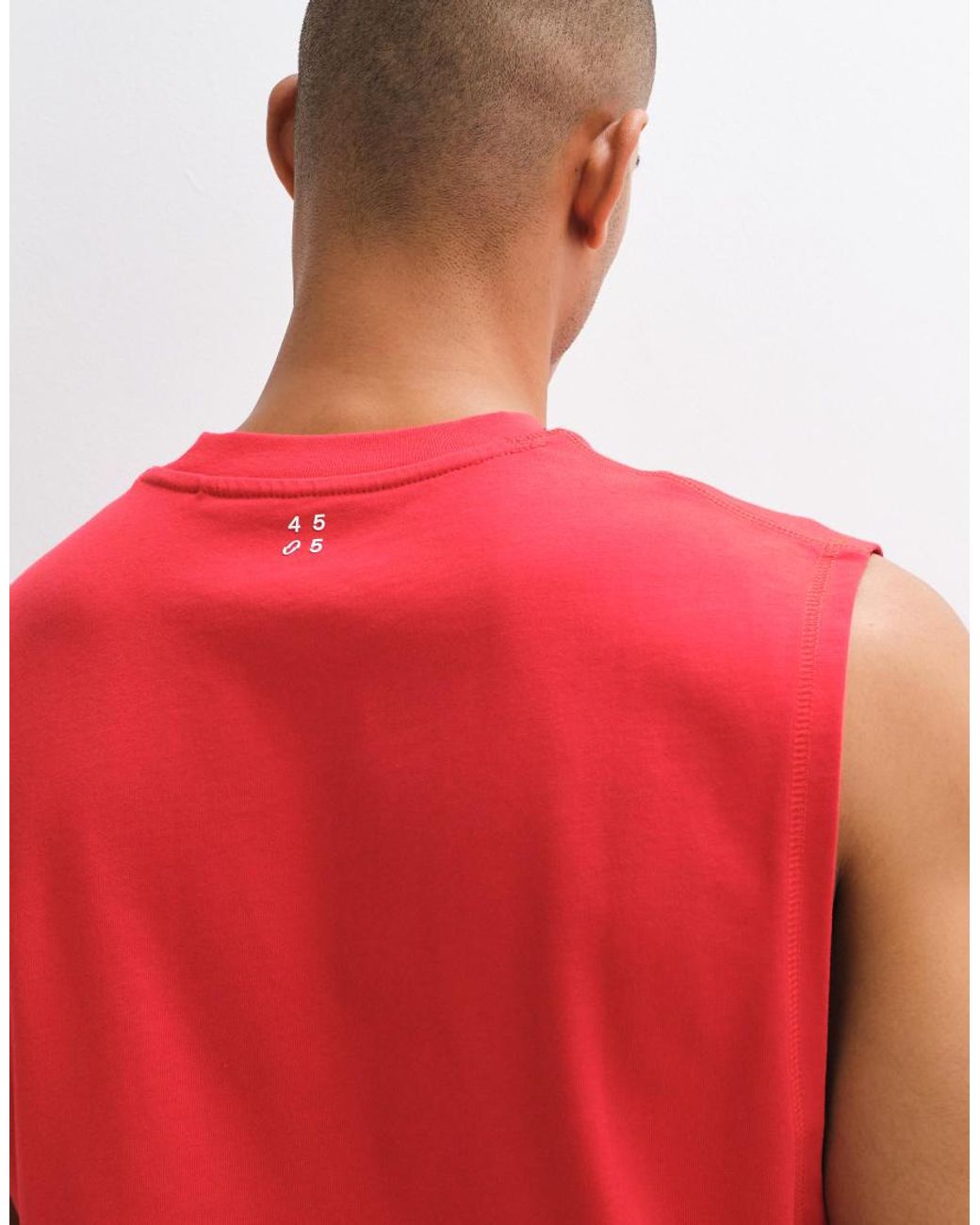 4505 Red Cotton Cropped Lifting Tank With Quick Dry Finish for men