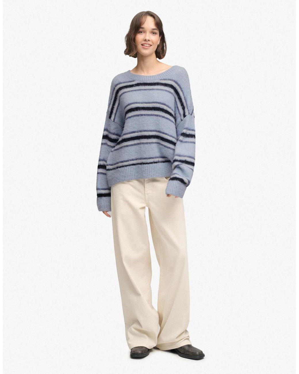 Superdry Blue – lässiger, angerauter strickpullover