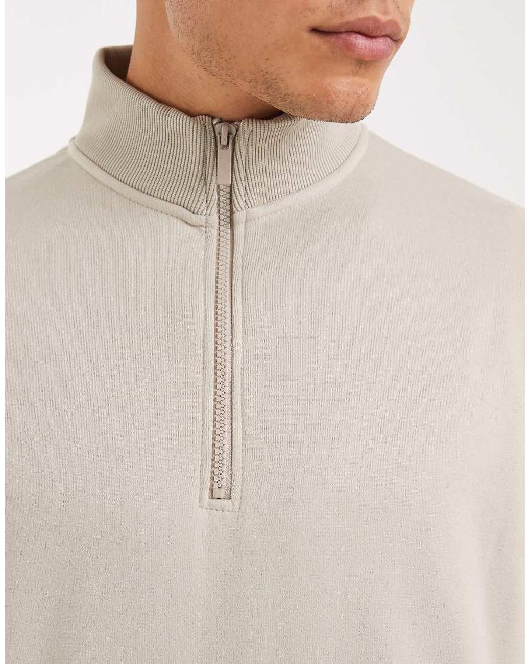Brave Soul Natural Quarter-zip Funnel Neck Sweatshirt for men