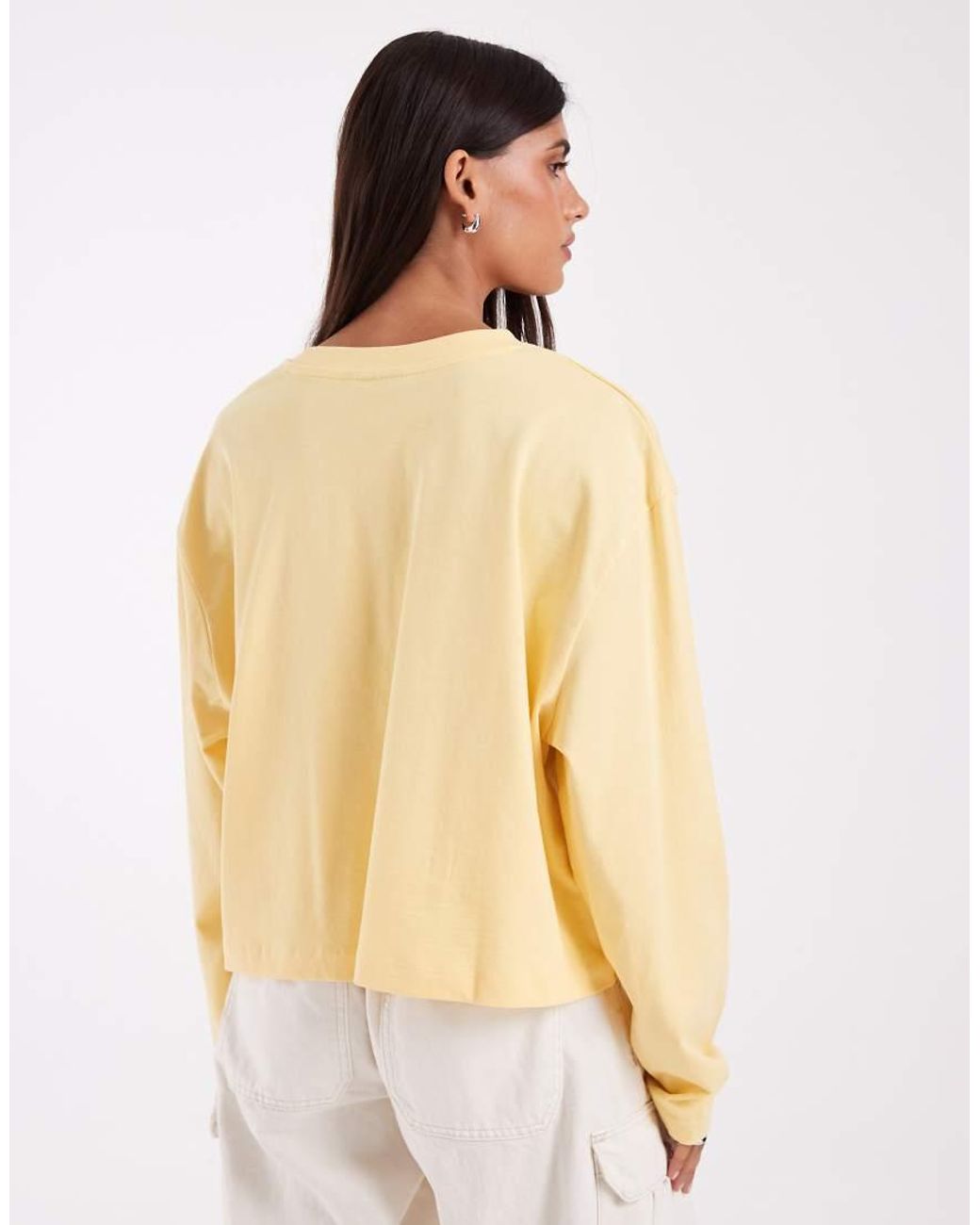ASOS Yellow Long Sleeve Boxy Cropped T-Shirt