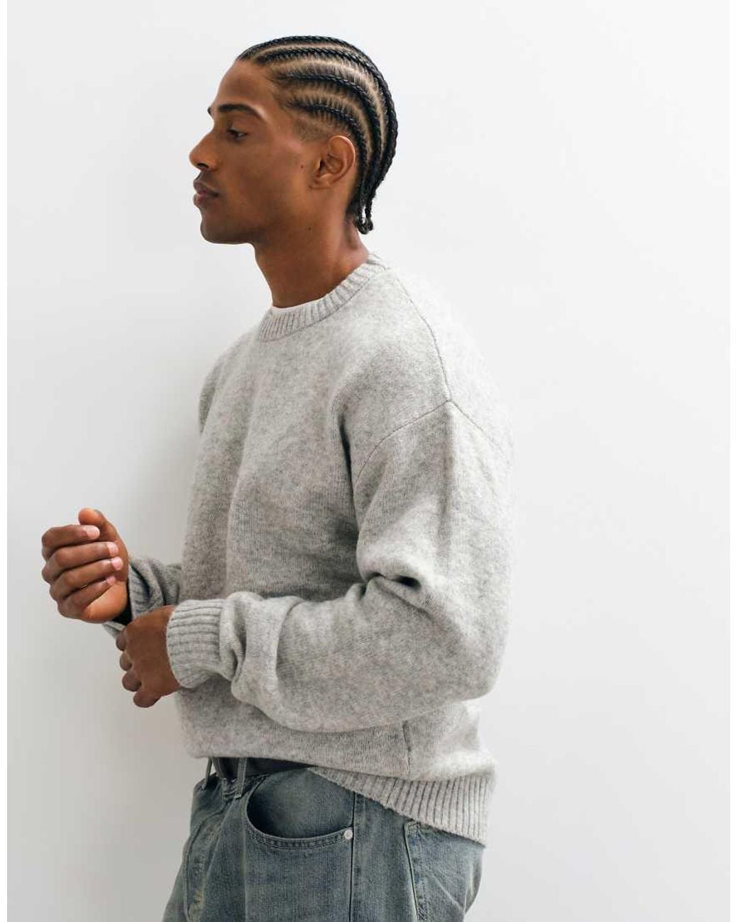 Jack & Jones Gray Relaxed Fit Fluffy Jumper for men