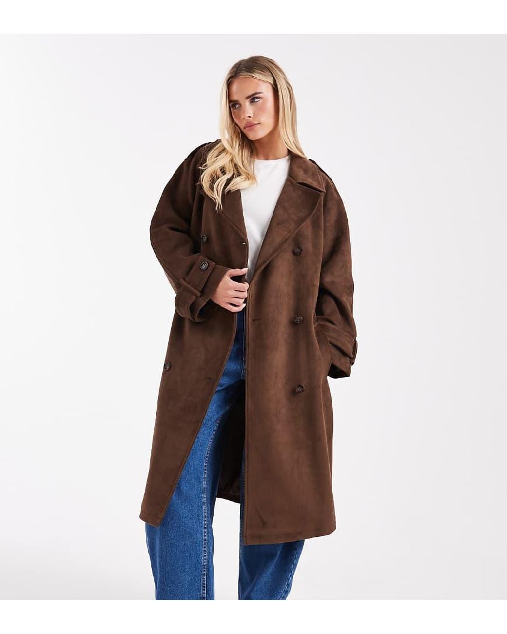 Miss Selfridge Brown Suedette Trench Coat