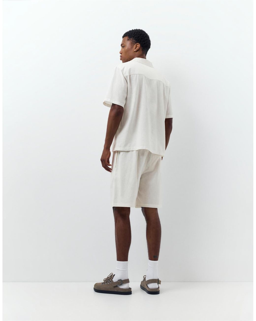 Pull&Bear – shorts aus leinenmix in White für Herren
