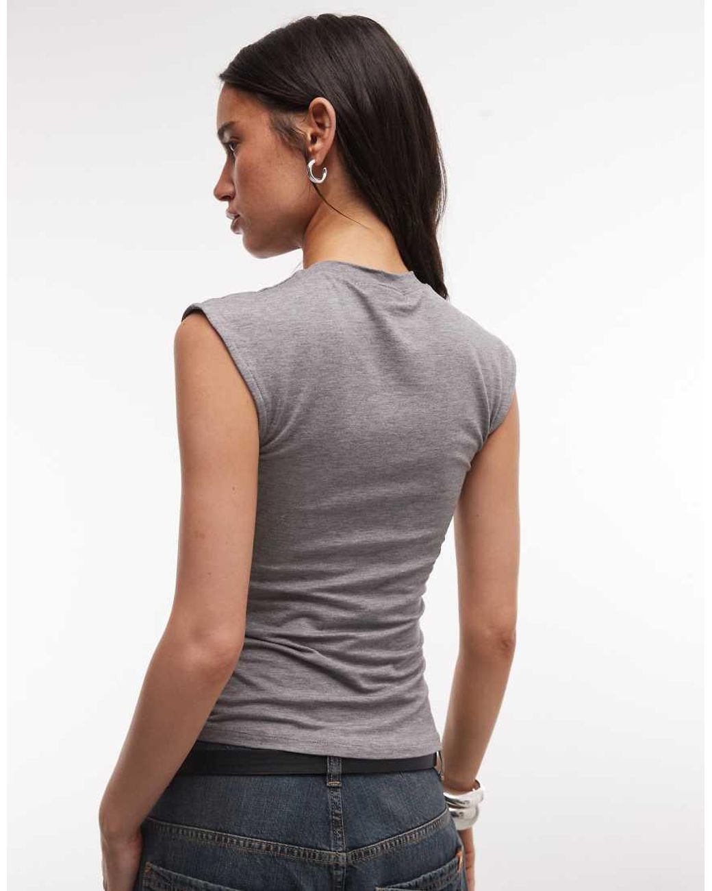 Weekday Gray Button Front Top