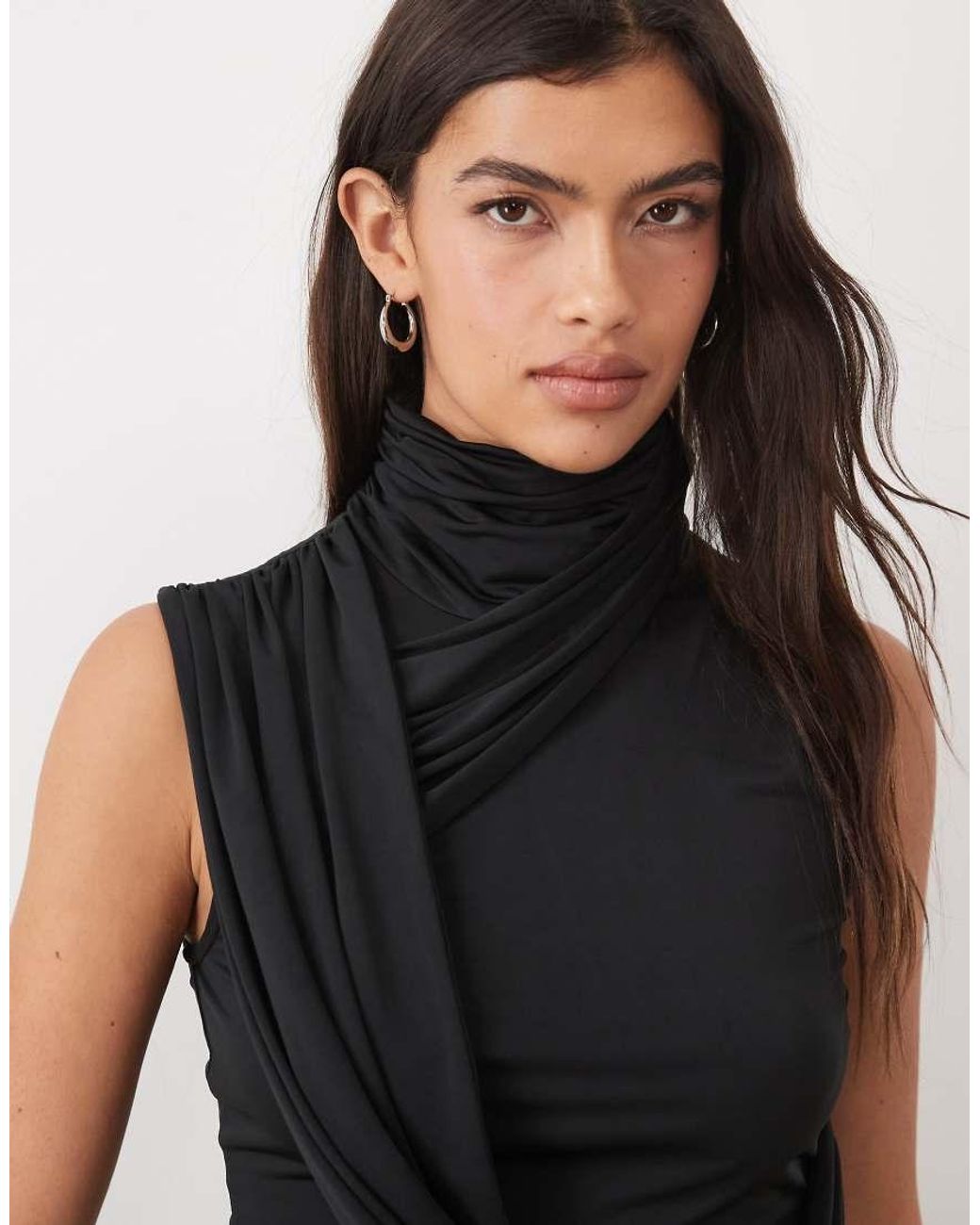 ASOS Black High Neck Cross Body Bubble Mini Dress