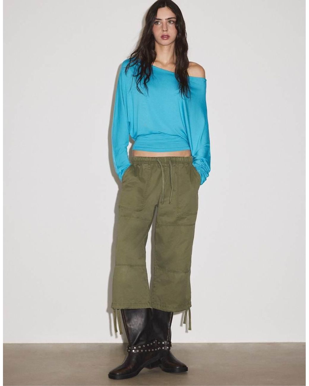 Stradivarius Blue Waistband Effect T-shirt