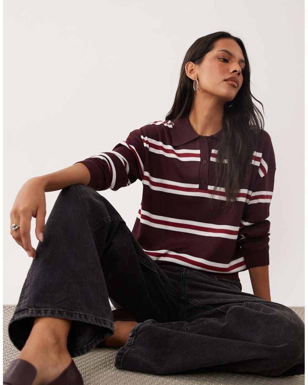 Brave Soul Brown Knit Polo Top