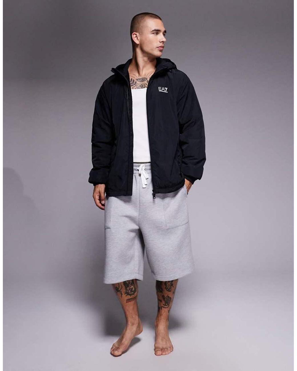 EA7 Blue Armani Nylon Hooded Jacket for men