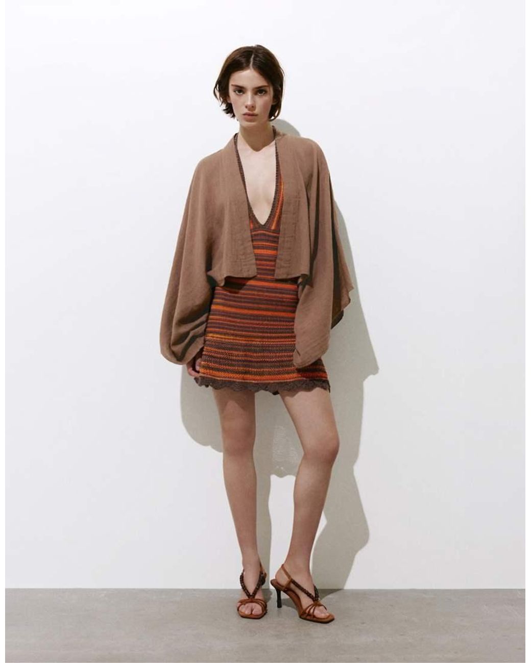 Pull&Bear Brown Short Chiffon Kimono