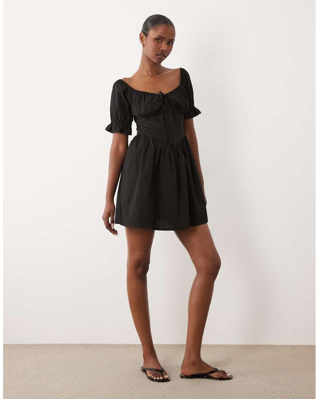 Wednesday's Girl Black Puff Sleeve Mini Dress