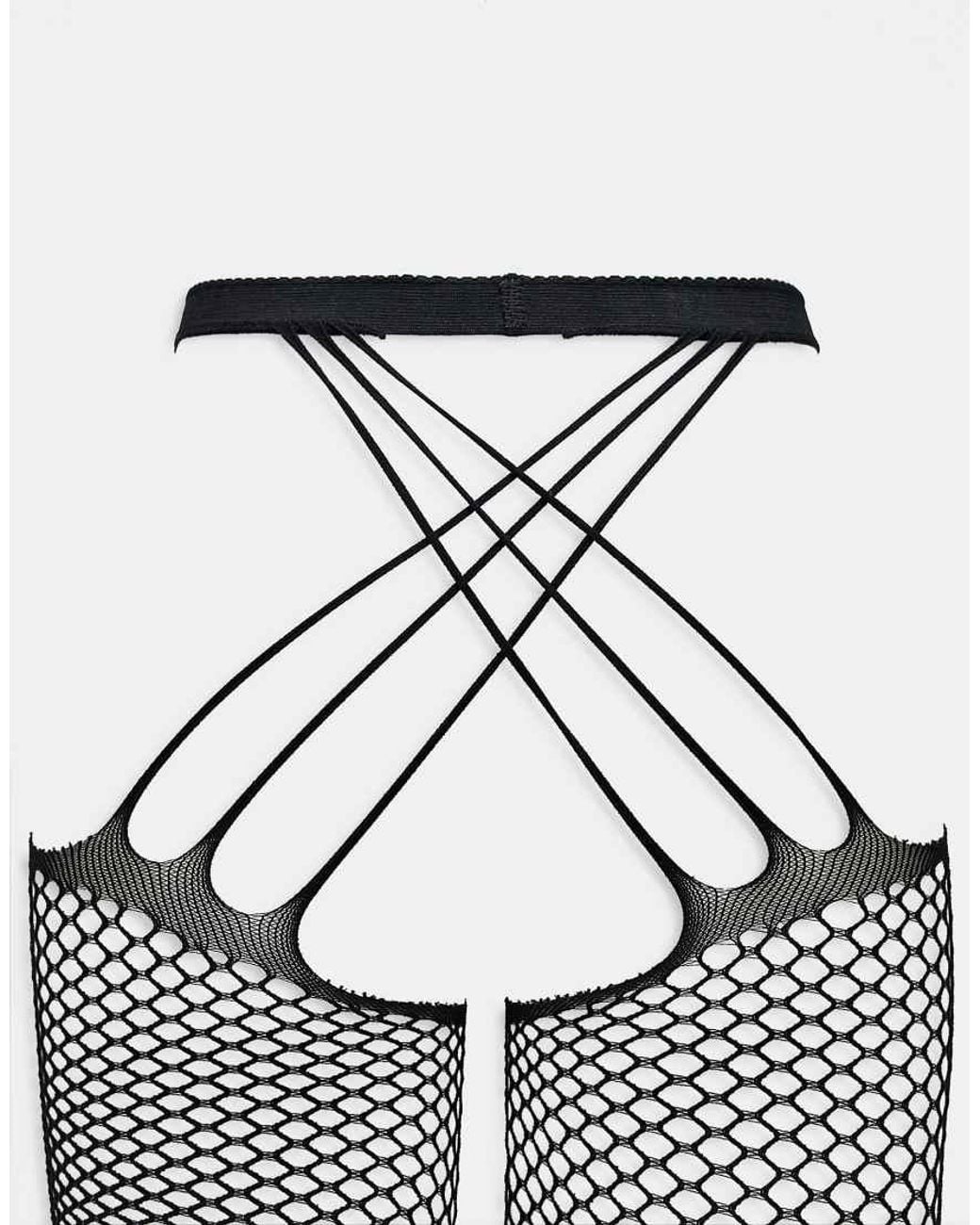 Ann Summers Black Crotchless Fishnet Tights