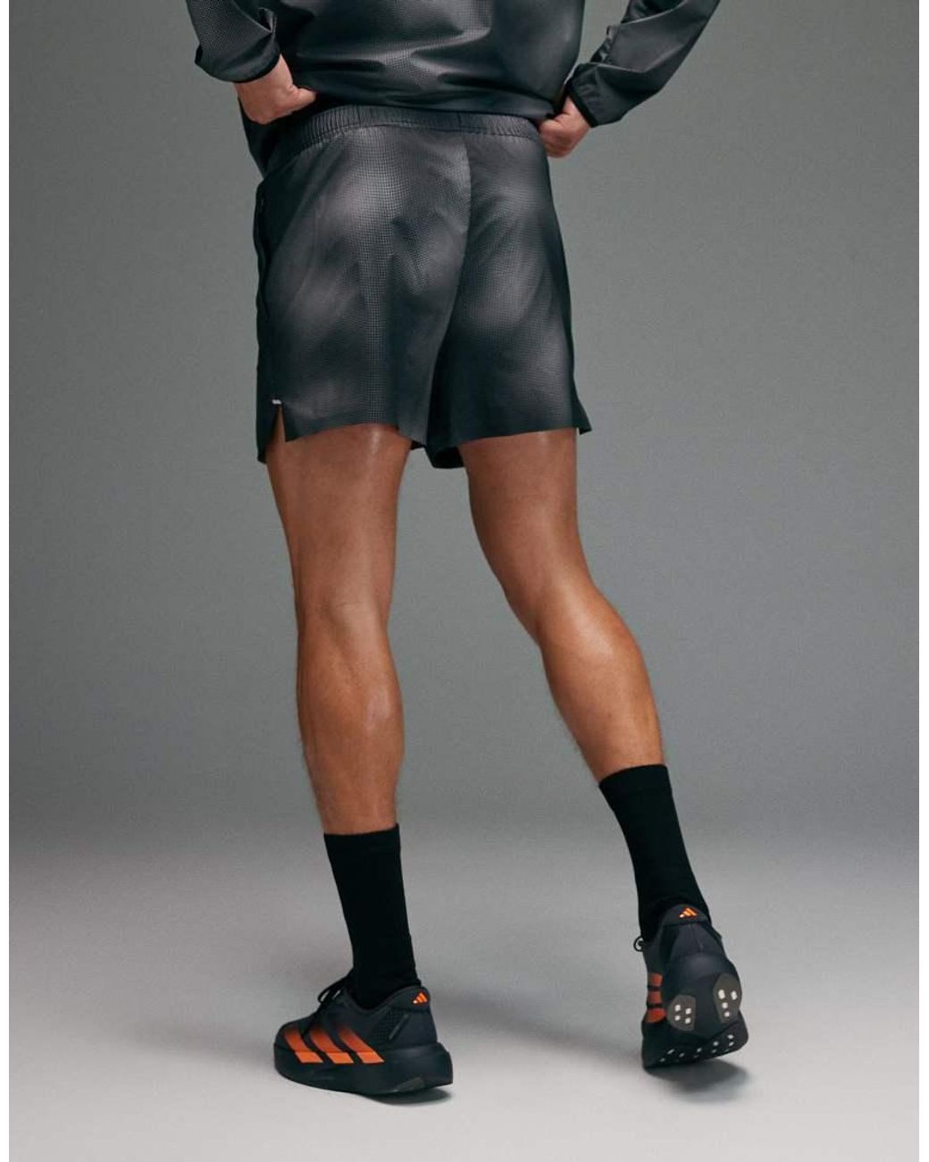 4505 Gray Premium 3 Inch Woven Running Short With Zip Pockets And Bonded Hem for men