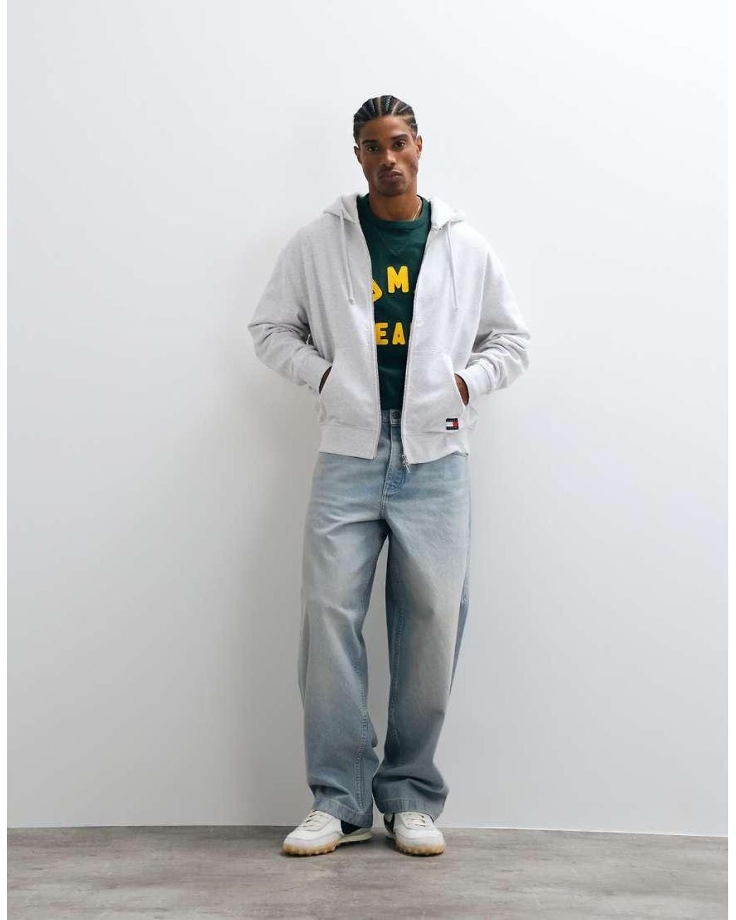 Tommy Hilfiger White New Classics Logo Relaxed Fit Zip Up Hoodie for men