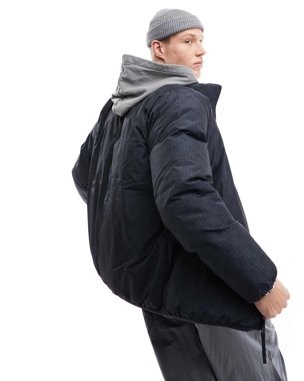 Doudoune reversible a col montant et imprime sur l ensemble Hollister pour homme en coloris Noir Lyst