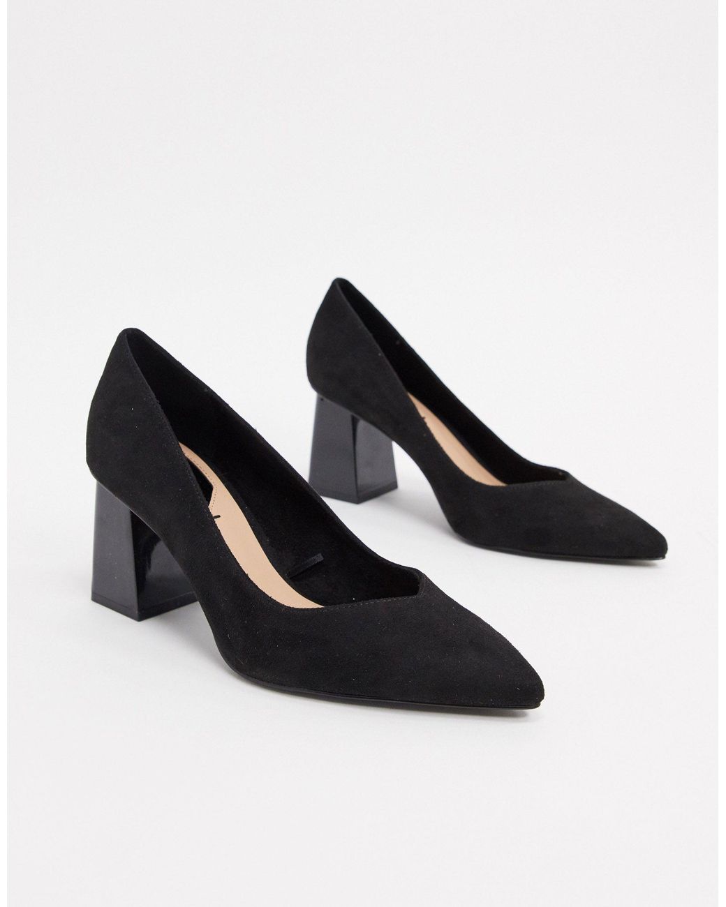 Stradivarius Faux Suede Mid Heel Shoes in Black Lyst UK