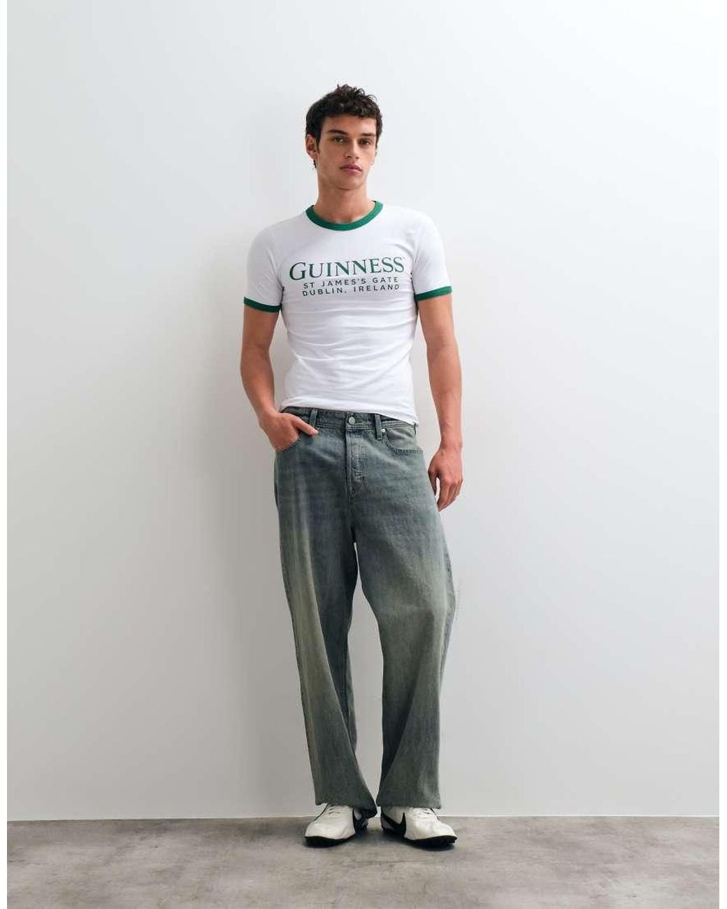 ASOS White Muscle Fit Ringer Tee With Guinness Print for men