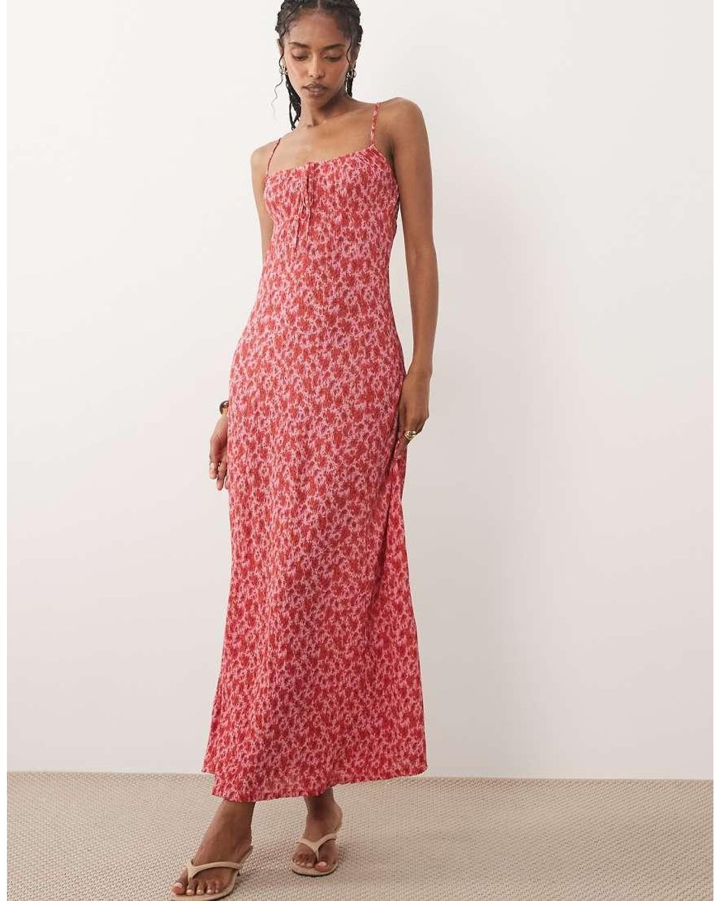 Mango Pink Strappy Maxi Dress