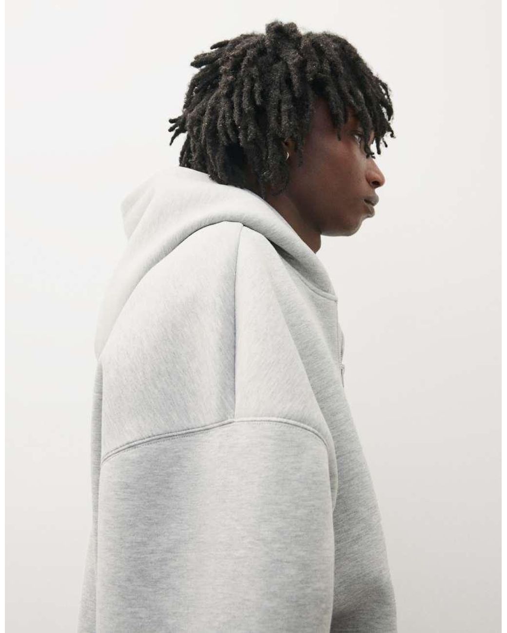 Bershka Gray Technical Zip-through Hoodie for men
