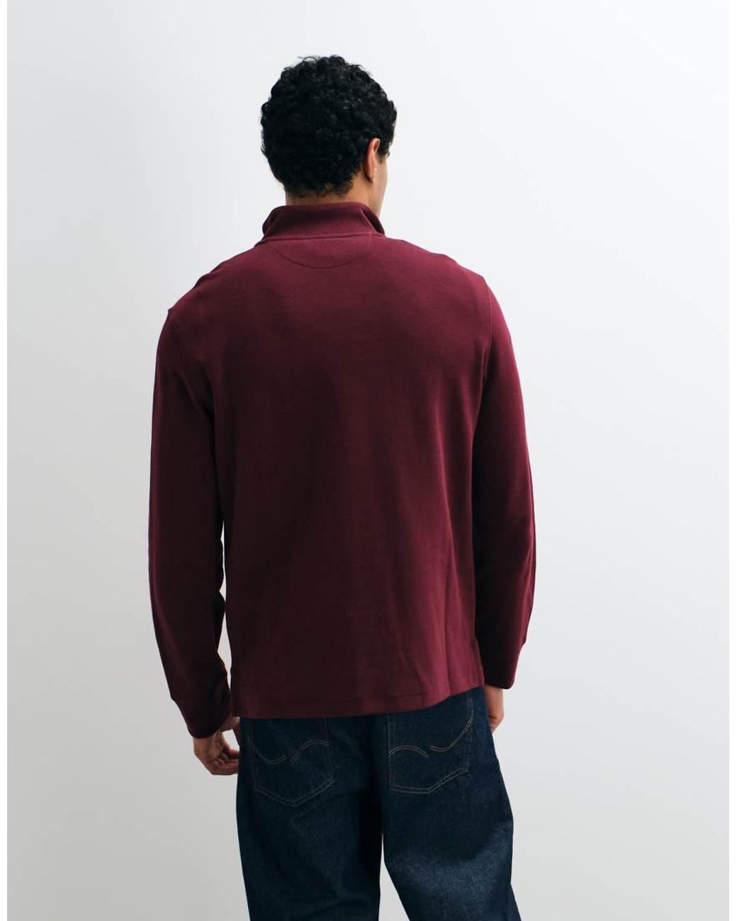 Polo Ralph Lauren Red Icon Logo Estate Rib Quarter Zip Sweatshirt for men