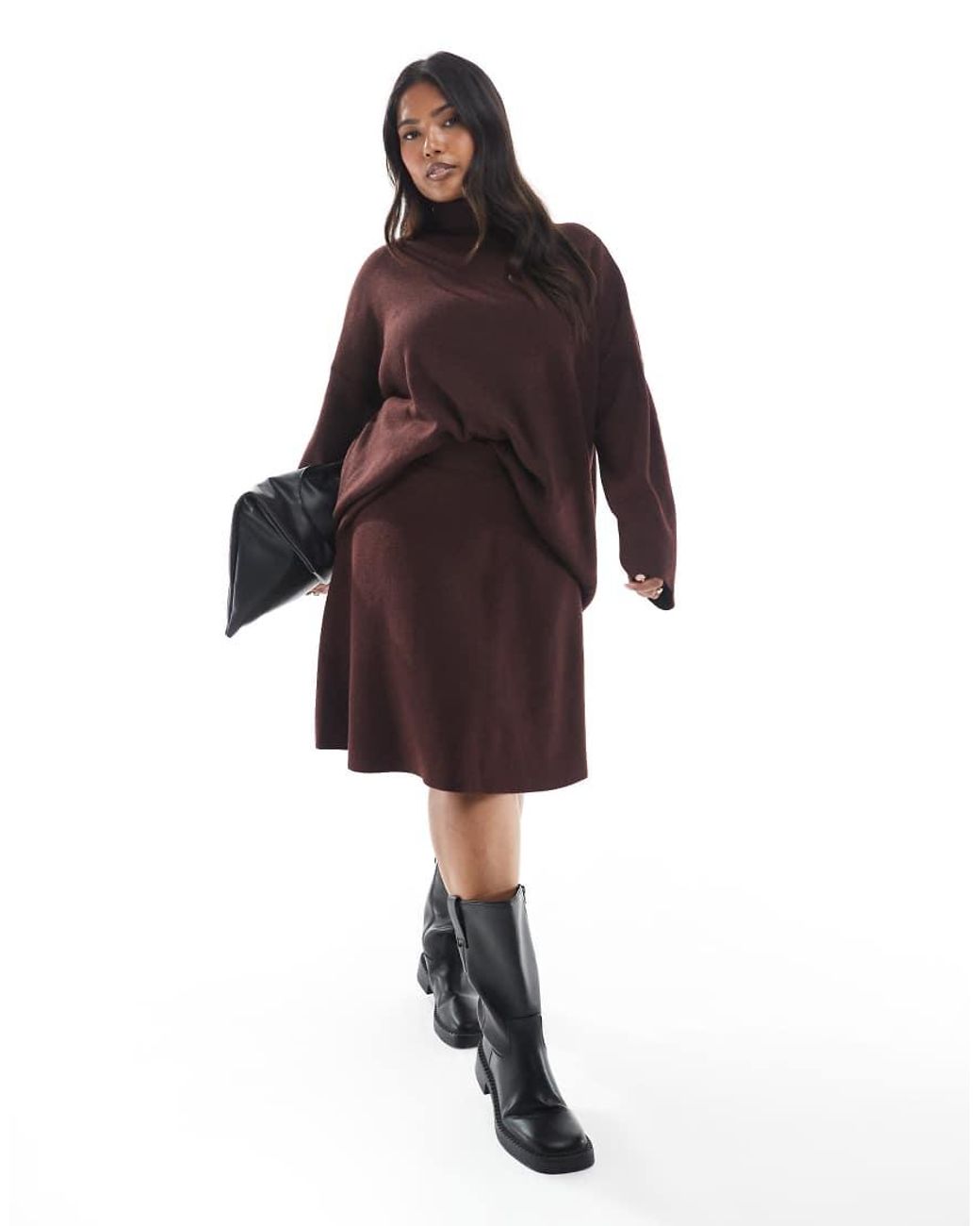 ONLY Brown Roll Neck Knitted Jumper Co-Ord